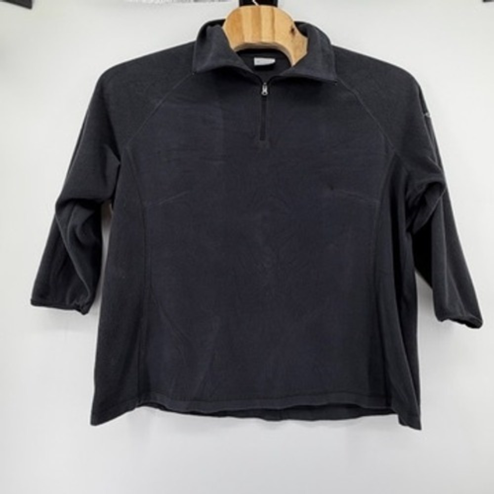 Columbia Womens 2X Black Fleece Quarter Zip Pullover Raglan Sleeve Mock Neck - Picture 2 of 7